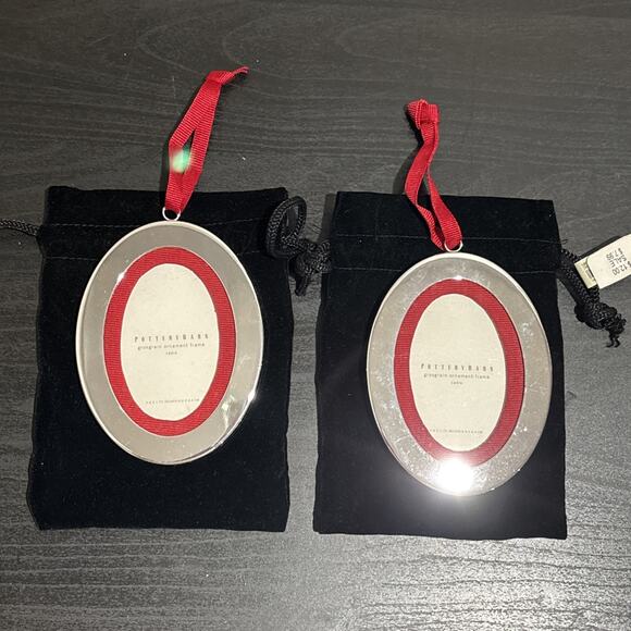 Pair Of Pottery Barn Grosgrain Ornament Picture Frame Oval Small 2.6”x1.75” - Picture 1 of 6